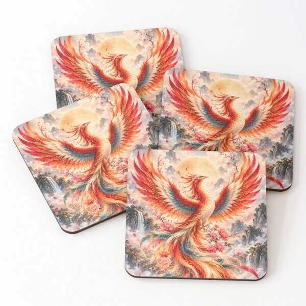 Artikelvorschau, Colorful Phoenix with Cherry Blossoms – Chinese Landscape Art entworfen und verkauft von ManJiangHong.