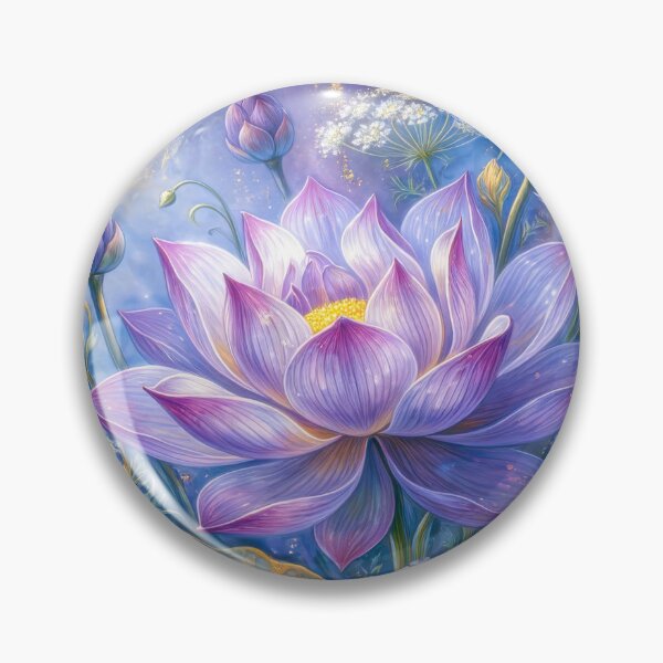 Item preview, Celestial Lotus: Luminous Amethyst Florals and Golden Moonlight designed and sold by MargaretWiktor.