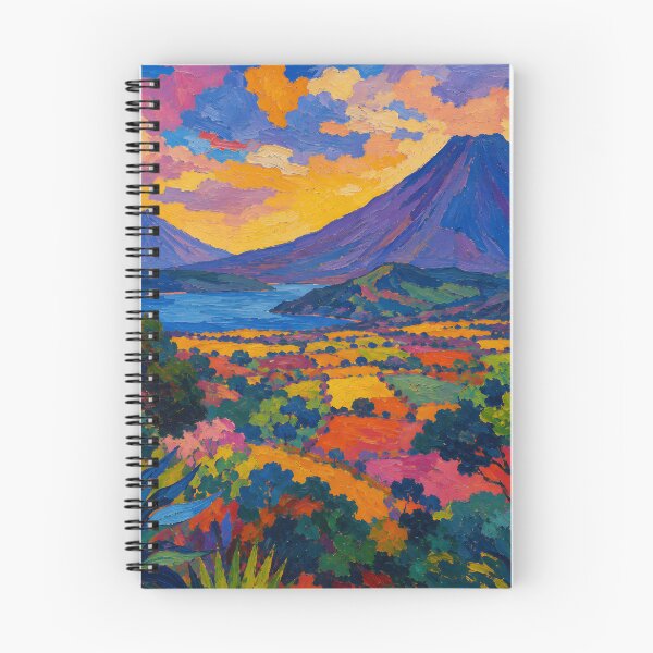 Artikelvorschau, Vibrant Tropical Volcano Landscape Colorful Impasto Art entworfen und verkauft von Amalia Gutyz.
