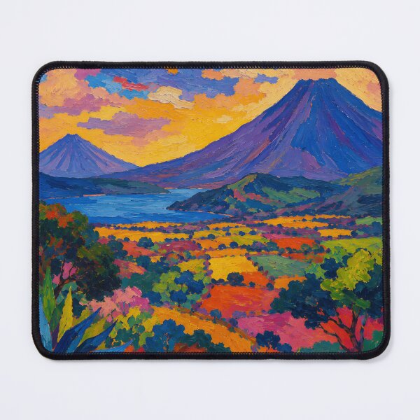 Artikelvorschau, Vibrant Tropical Volcano Landscape Colorful Impasto Art entworfen und verkauft von Amalia Gutyz.