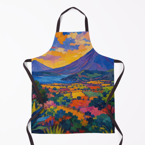 Item preview, Vibrant Tropical Volcano Landscape Colorful Impasto Art designed and sold by Amalia Gutyz.