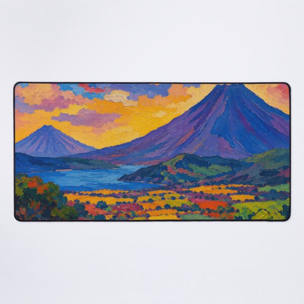 Item preview, Vibrant Tropical Volcano Landscape Colorful Impasto Art designed and sold by Amalia Gutyz.