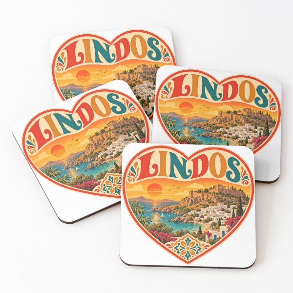 Item preview, Lindos Greece Travel Souvenir - Retro Heart Illustration designed and sold by VisualArtsOasis.