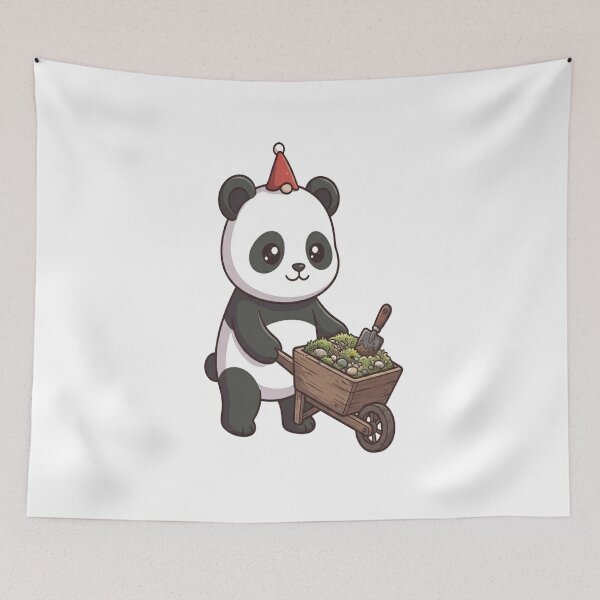 Item preview, Cute Panda Gardening Wheelbarrow Gnome designed and sold by Ella_Sketch.