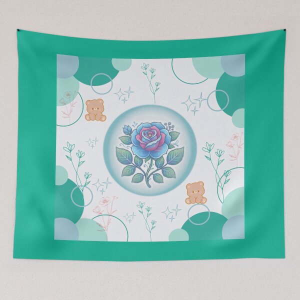 Item preview, Blue rose with a minimalist teddy bear designed and sold by Azurart2.