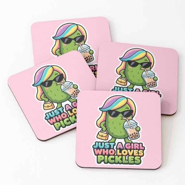 Item preview, Just a Girl Who Loves Pickles – Cute Pickle Boba Art designed and sold by Basma Designs | Retro, Kawaii Shirts & Stickers.