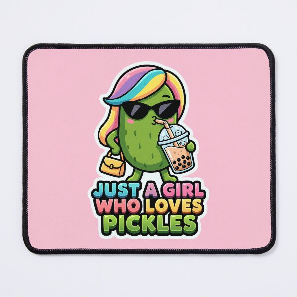 Item preview, Just a Girl Who Loves Pickles – Cute Pickle Boba Art designed and sold by Basma Designs | Retro, Kawaii Shirts & Stickers.