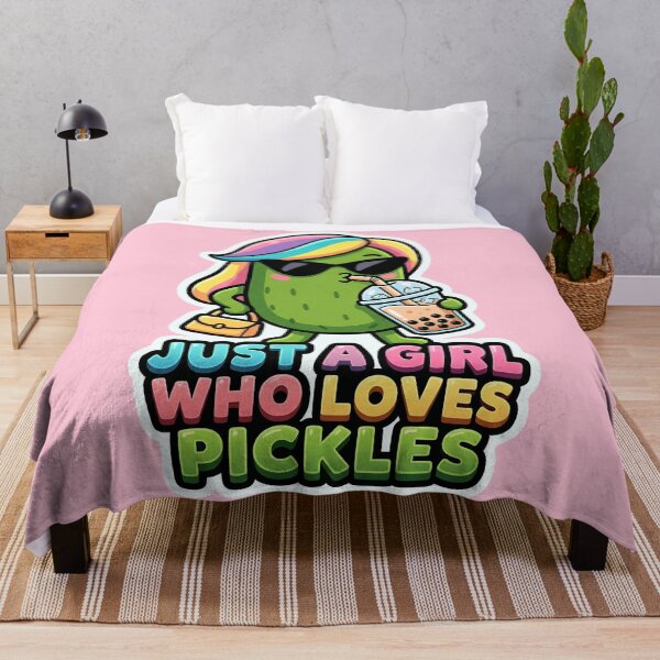 Item preview, Just a Girl Who Loves Pickles – Cute Pickle Boba Art designed and sold by Basma Designs | Retro, Kawaii Shirts & Stickers.