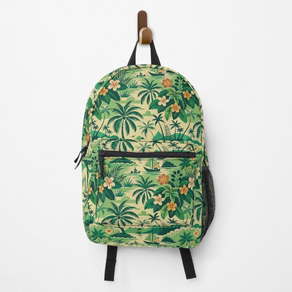 Item preview, Vintage Tropical Hawaiian Pattern with Palm Trees and Island Landscape designed and sold by FemmePod.
