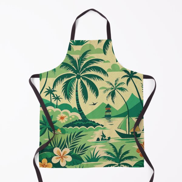 Item preview, Vintage Tropical Hawaiian Pattern with Palm Trees and Island Landscape designed and sold by FemmePod.
