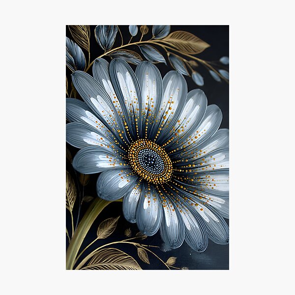 Item preview, Elegant Blue Floral Artwork with Golden Accents designed and sold by Artessie.