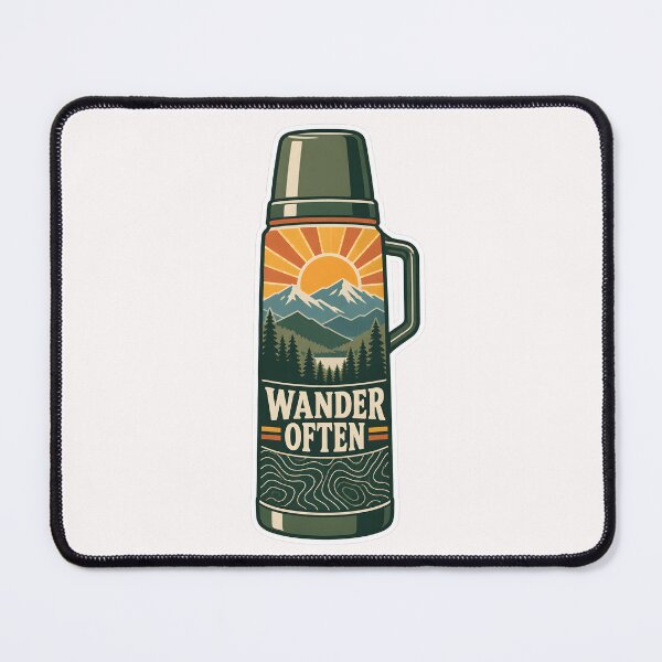 Item preview, Wander Often Retro Thermos Vintage Camping Adventure Sticker  designed and sold by VaultVibes.