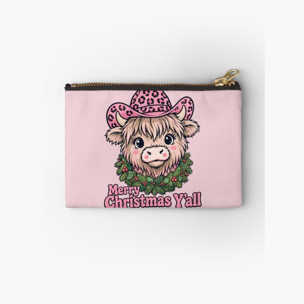 Item preview, Merry Christmas Y'all Coquette Highland Cow  designed and sold by HowToCanadian.