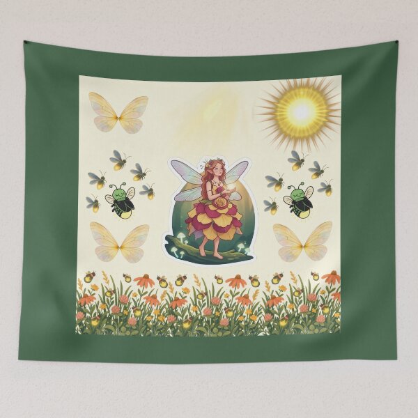 Item preview, Magical Fairy Fireflies Cream Background designed and sold by Azurart2.