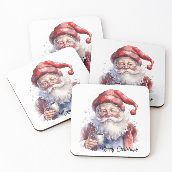 Item preview, Cozy Santa Claus with a coffee cup – Merry Christmas watercolor designed and sold by Nicole Bleck.