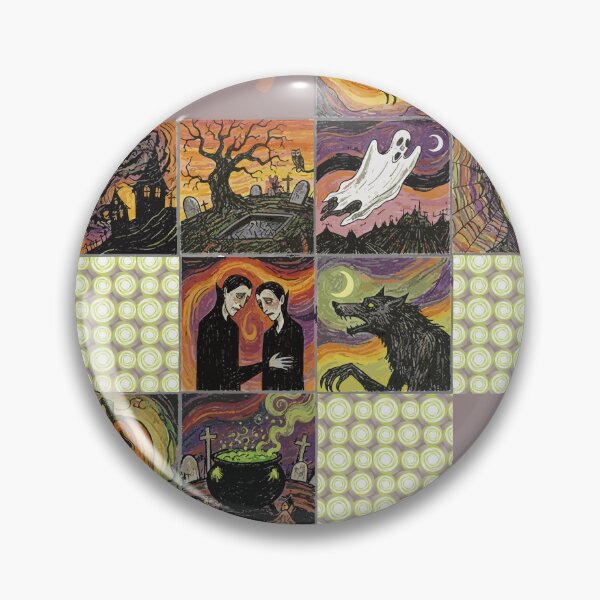 Item preview, Vintage Halloween Eat, Drink, and be scary – Gothic Witch, Ghost, Werewolf & Pumpkin Art designed and sold by Mevissart.