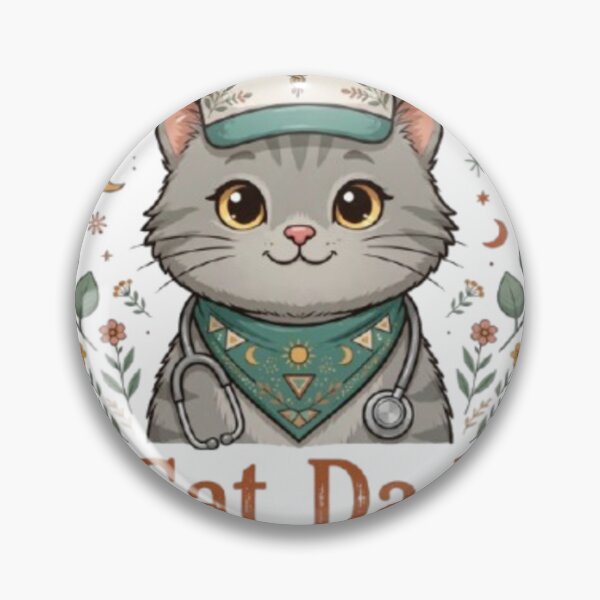Item preview, Cat Dad Vet Tech Edition Boho Grey Cat Stethoscope Floral designed and sold by ReginaNunn.