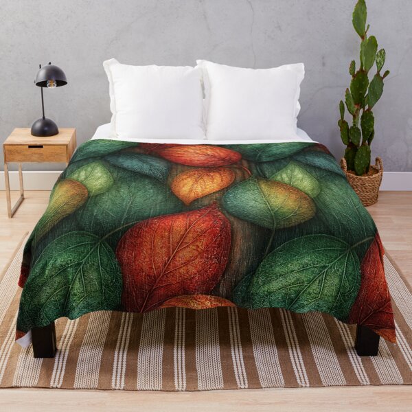Item preview, Muted Crimson and Teal Autumn Leaves Art designed and sold by Piotrek0001.