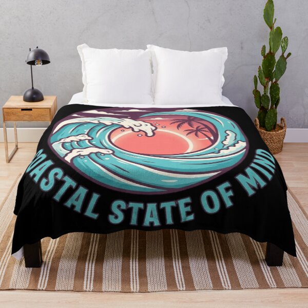 Artikelvorschau, Coastal State of Mind Ocean Wave Sunset Retro entworfen und verkauft von mood-draftsman.