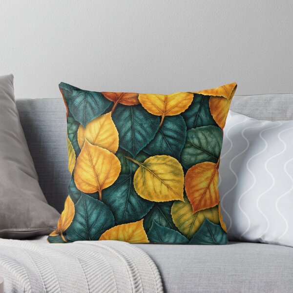 Item preview, Golden Yellow and Teal Modern Leaf Pattern designed and sold by Piotrek0001.