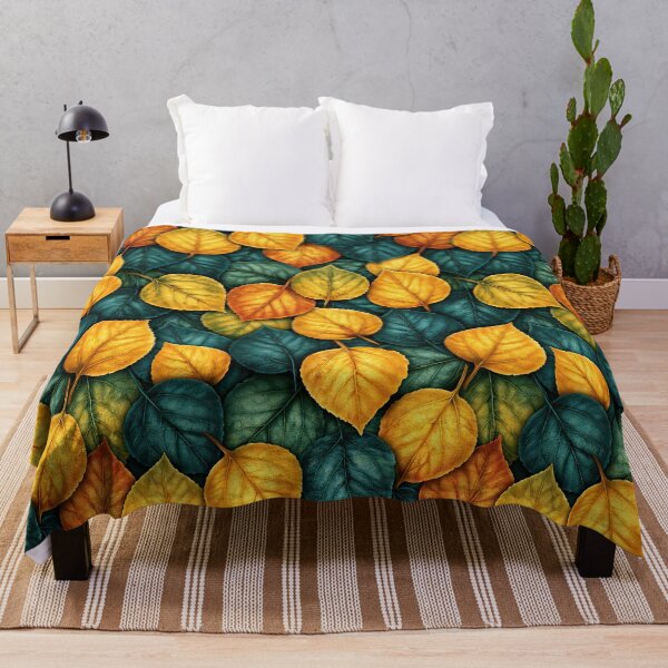 Item preview, Golden Yellow and Teal Modern Leaf Pattern designed and sold by Piotrek0001.
