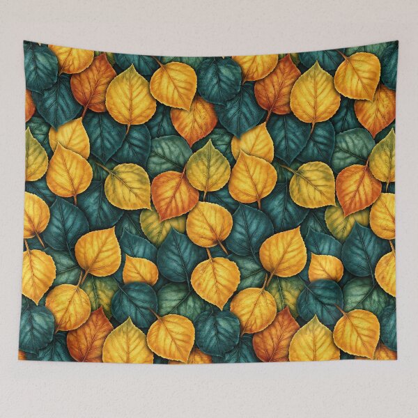 Item preview, Golden Yellow and Teal Modern Leaf Pattern designed and sold by Piotrek0001.