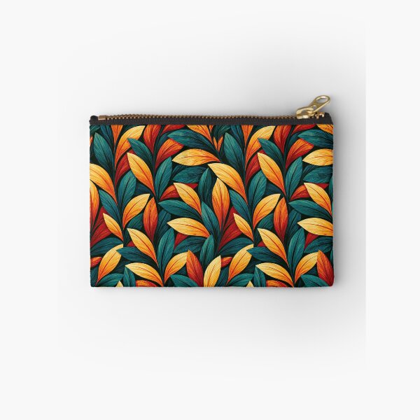 Item preview, Navy Blue and Orange Graphic Leaf Pattern designed and sold by Piotrek0001.