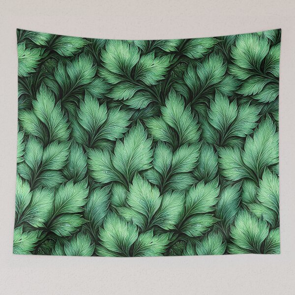 Item preview, Mint and Emerald Green Dense Leaf Pattern designed and sold by Piotrek0001.