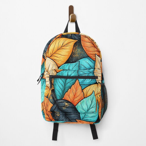 Item preview, Turquoise and Orange Modern Leaf Pattern designed and sold by Piotrek0001.