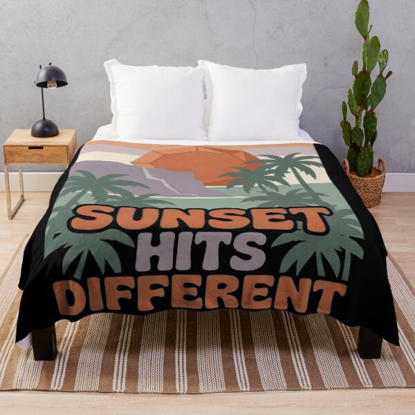 Artikelvorschau, Sunset Hits Different Retro Groovy Golden Hour Coastal entworfen und verkauft von mood-draftsman.