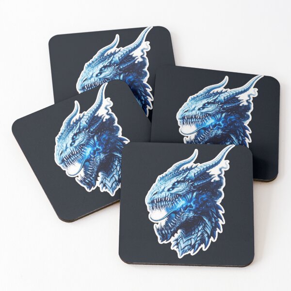 Item preview, Frost Wyrm Blue Dragon Ice Flame Monster Head Sticker designed and sold by bug4j_DragonLab.