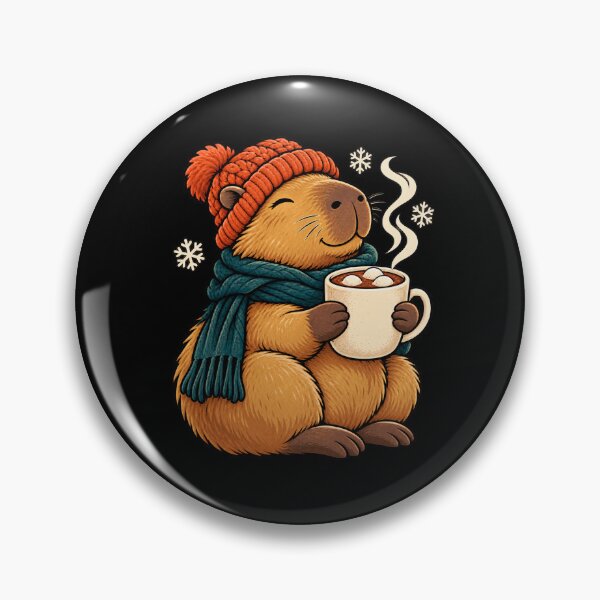 Item preview, Cosy Winter Capybara with Hot Chocolate designed and sold by JesterKrewArt.