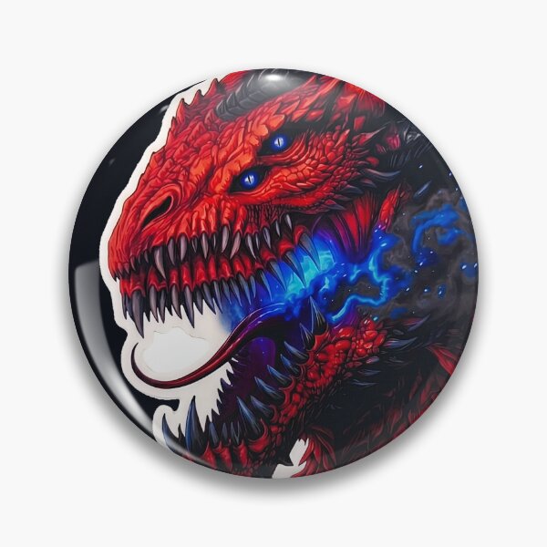 Item preview, Red Dragon Blue Fire Dark Fantasy Monster Head Sticker designed and sold by bug4j_DragonLab.