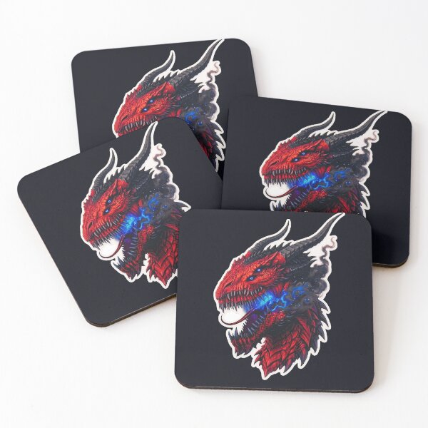 Item preview, Red Dragon Blue Fire Dark Fantasy Monster Head Sticker designed and sold by bug4j_DragonLab.