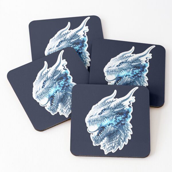 Item preview, Frost Wyrm White Ice Dragon Blue Flame Dark Fantasy Sticker designed and sold by bug4j_DragonLab.