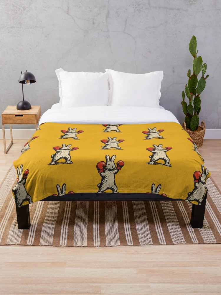 Thumbnail 1 of 6, Throw Blanket, The Boxing Rabbit designed and sold by ALamaStudio.