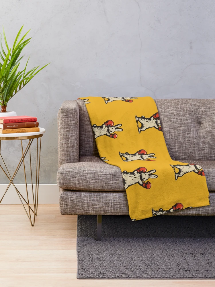 Thumbnail 2 of 6, Throw Blanket, The Boxing Rabbit designed and sold by ALamaStudio.