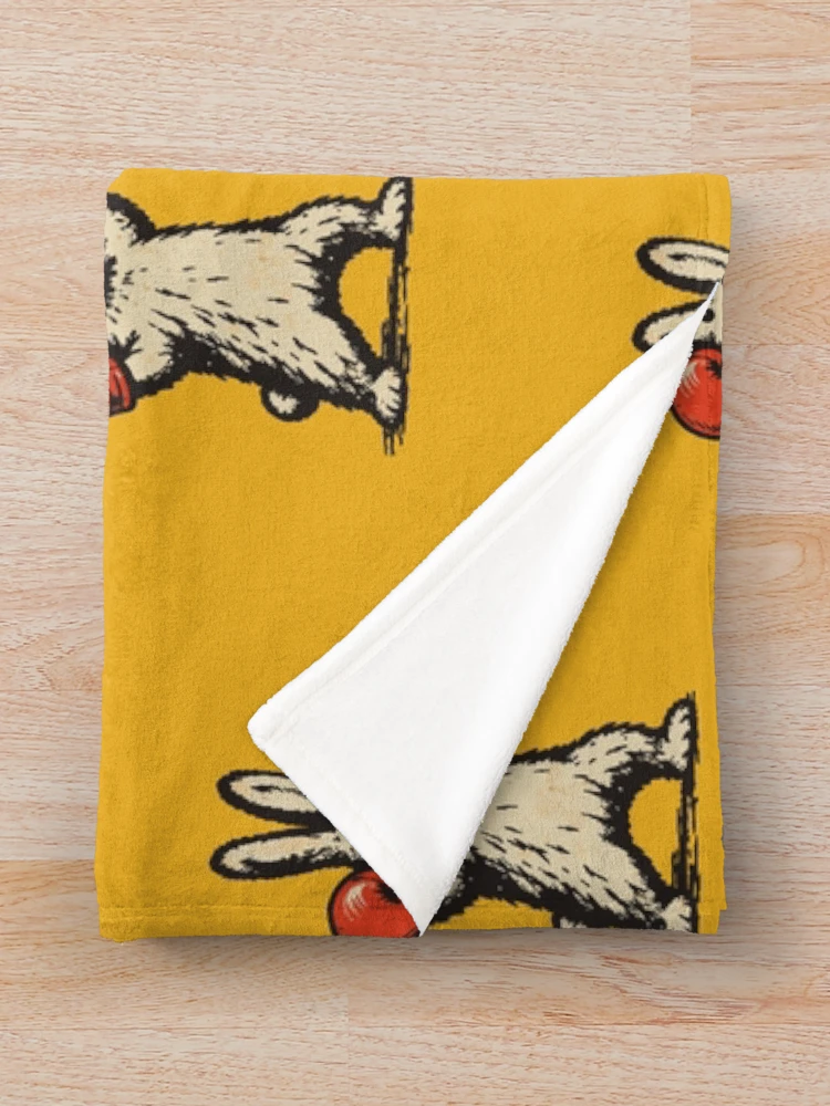 Thumbnail 3 of 6, Throw Blanket, The Boxing Rabbit designed and sold by ALamaStudio.