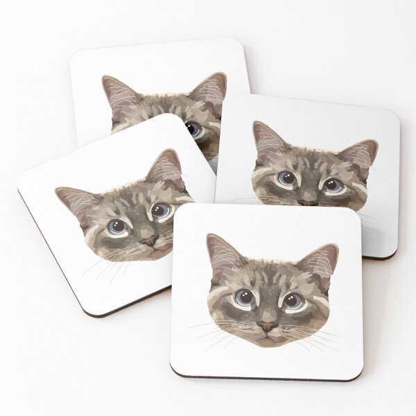 Item preview, White and Grey Cat with Big Blue Eyes designed and sold by Levi & Koda Studio.
