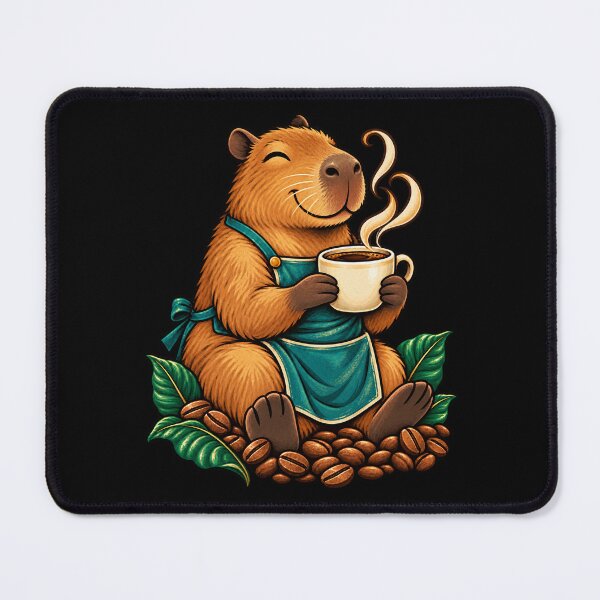 Item preview, Capybara Coffee Lover in a Teal Barista Apron designed and sold by JesterKrewArt.