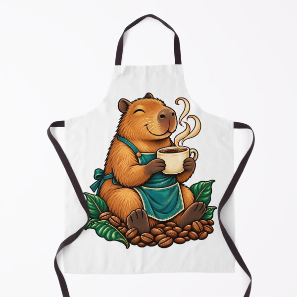 Item preview, Capybara Coffee Lover in a Teal Barista Apron designed and sold by JesterKrewArt.