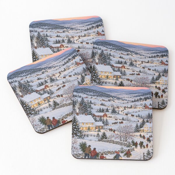 Item preview, Snowy Country Christmas Village Winter Landscape Art designed and sold by Amalia Gutyz.