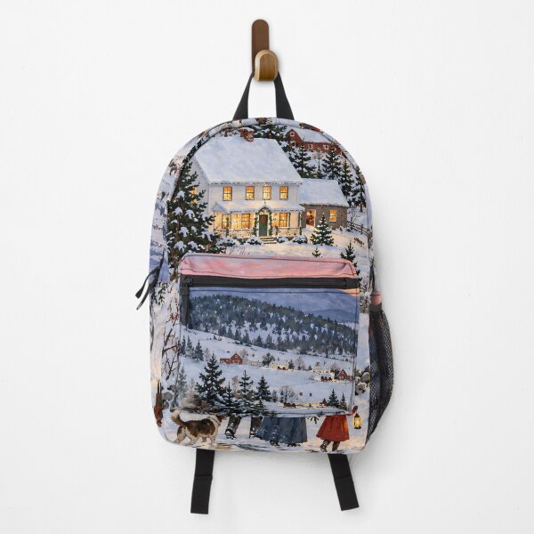 Item preview, Snowy Country Christmas Village Winter Landscape Art designed and sold by Amalia Gutyz.