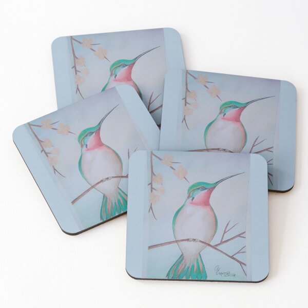 Item preview, Pastel hummingbird floral illustration designed and sold by Tunjereza.