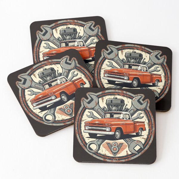 Item preview, Classic Red Stepside Pickup Truck Garage Emblem designed and sold by JSWorthDesigns.