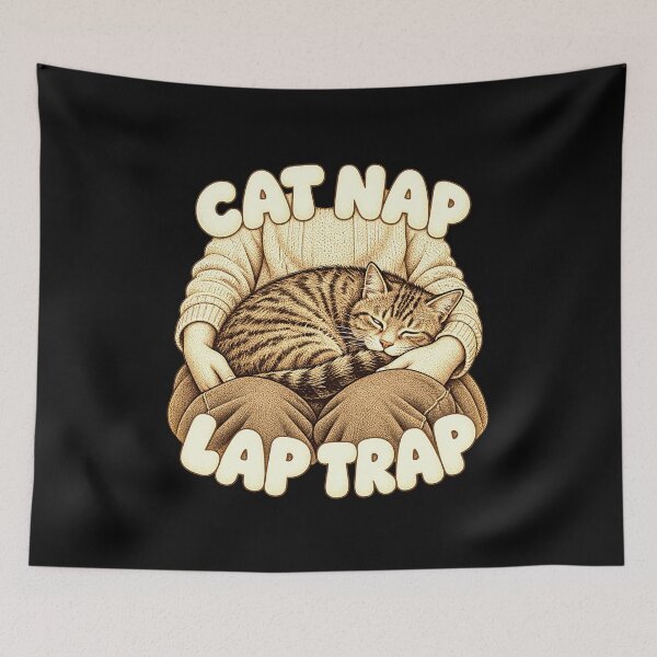Item preview, Sleeping Cat Lap Trap Pun designed and sold by elderberry.