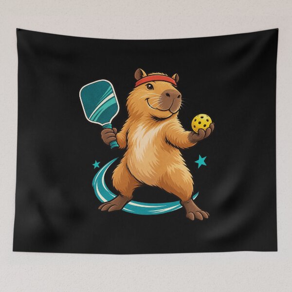 Item preview, Capybara Pickleball Player Ready to Rally designed and sold by JesterKrewArt.