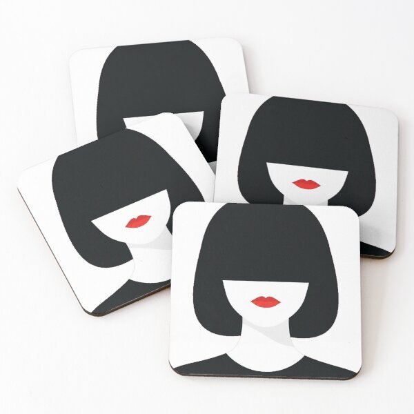 Item preview, Minimalist Woman with Black Bob and Red Lips designed and sold by -KRAFTWERK.