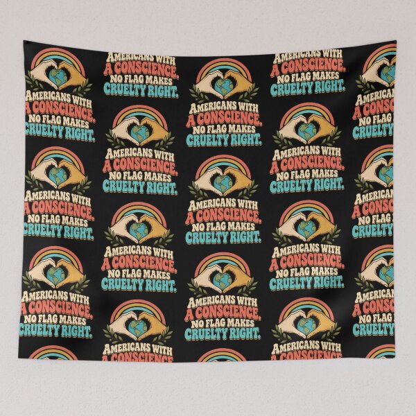Item preview, Americans No Flag Makes Cruelty Right Retro Peace Statement designed and sold by AwakenedSoul.