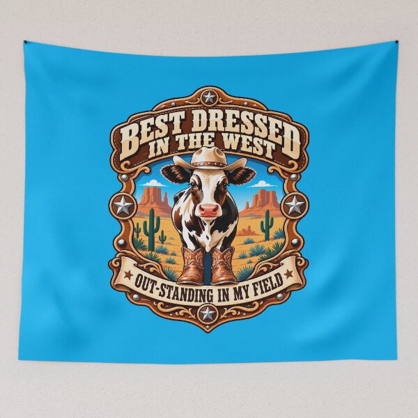 Item preview, Best Dressed in the West Funny Cowboy Cow designed and sold by Tammy Winand Arts.
